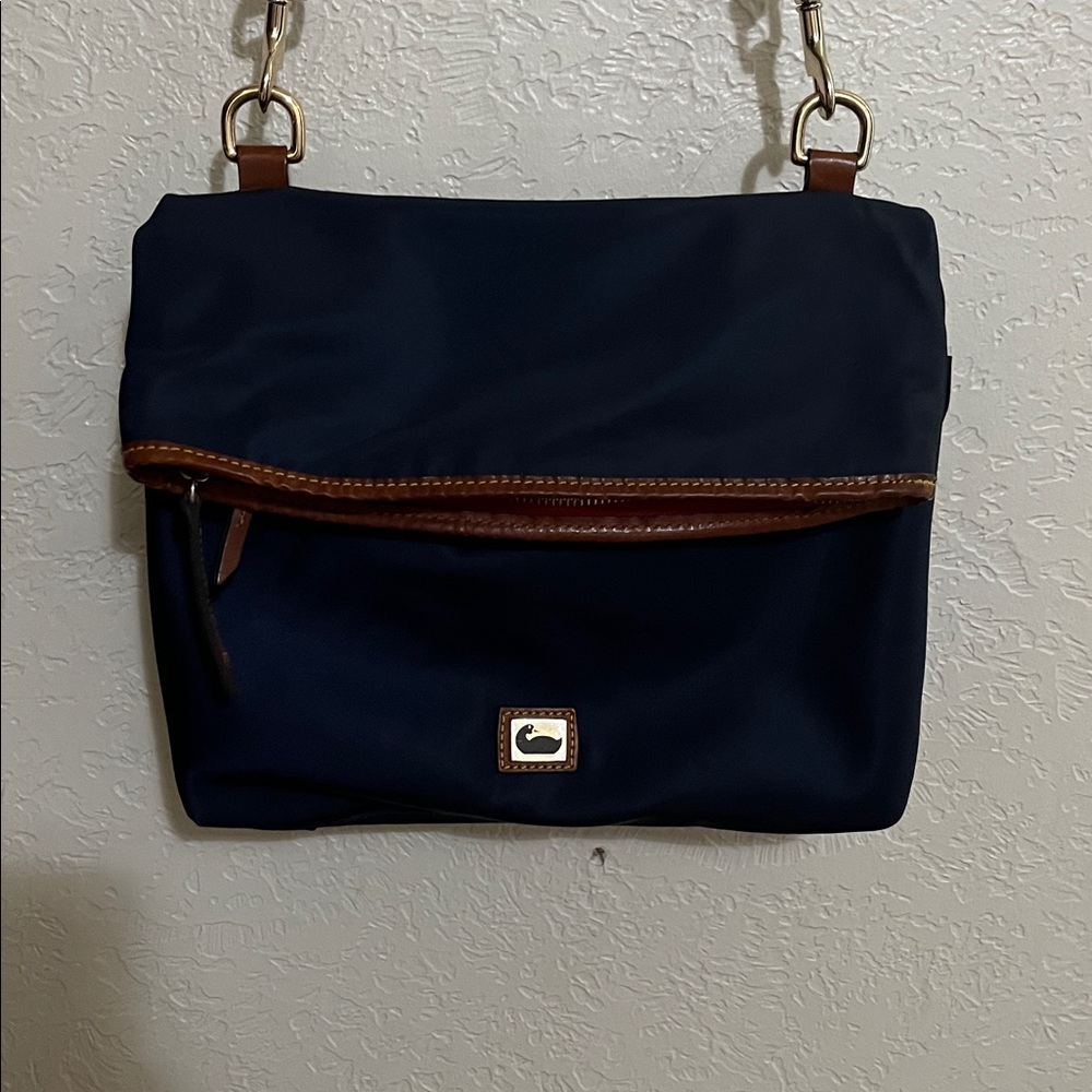 Dooney & Bourke Navy Backpack with Brown Strap